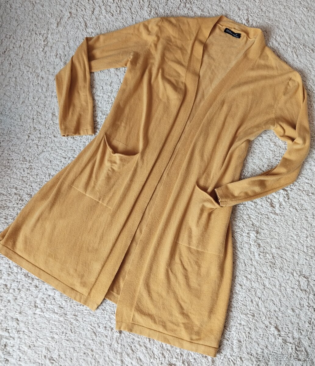 Dámský delší kardigan, hořčicová, vel. L/XL (40/42) - 11