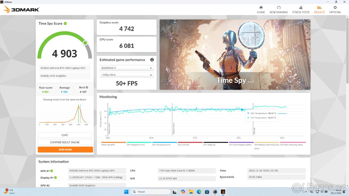 Herní notebook ASUS TUF Gaming 17 - i5/RTX 3050/16GB RAM - 11