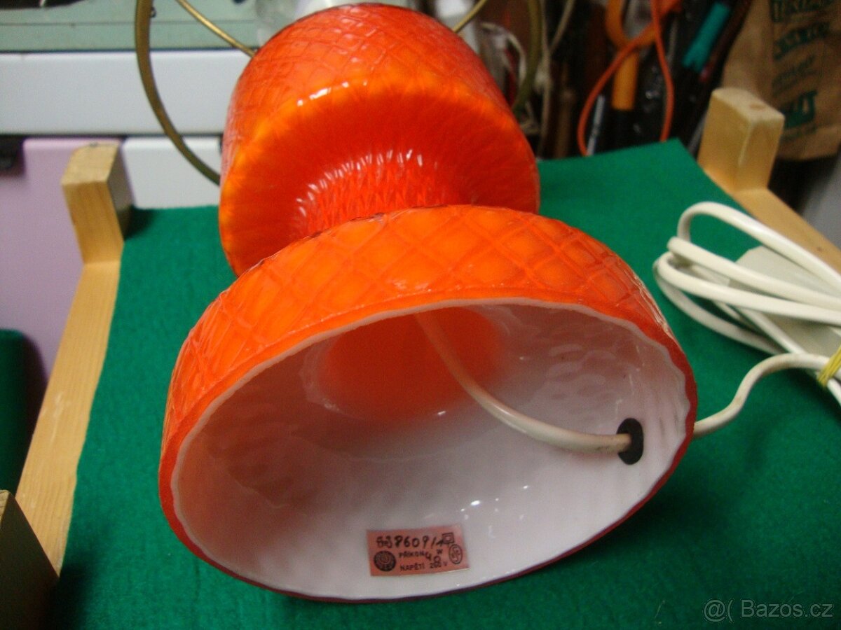 Retro lampa lampička Opálové sklo skleněná funkční top stav - 11