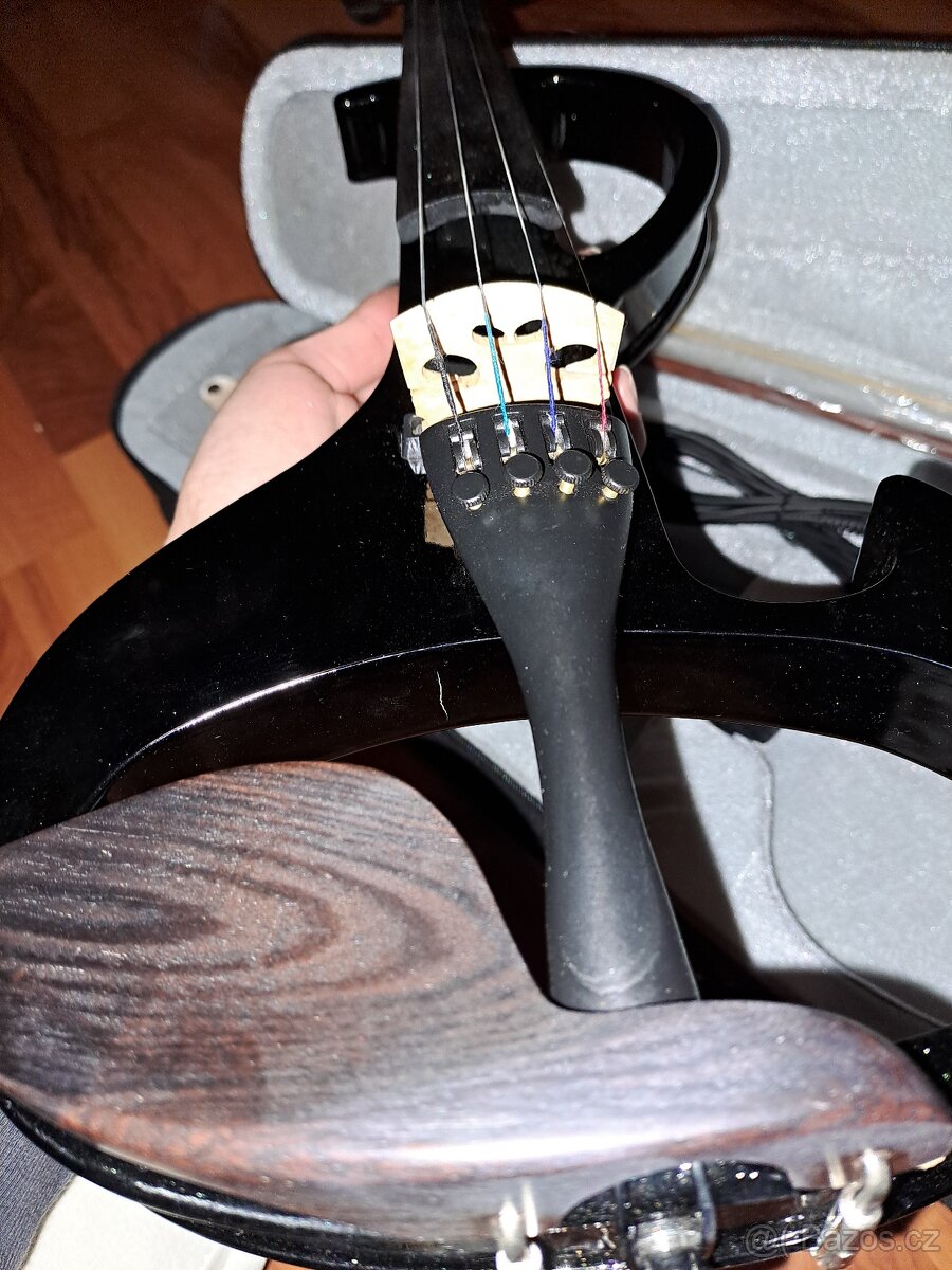 Elektrické "silent" housle 4/4, Paul Stanton, černá metalí - 11