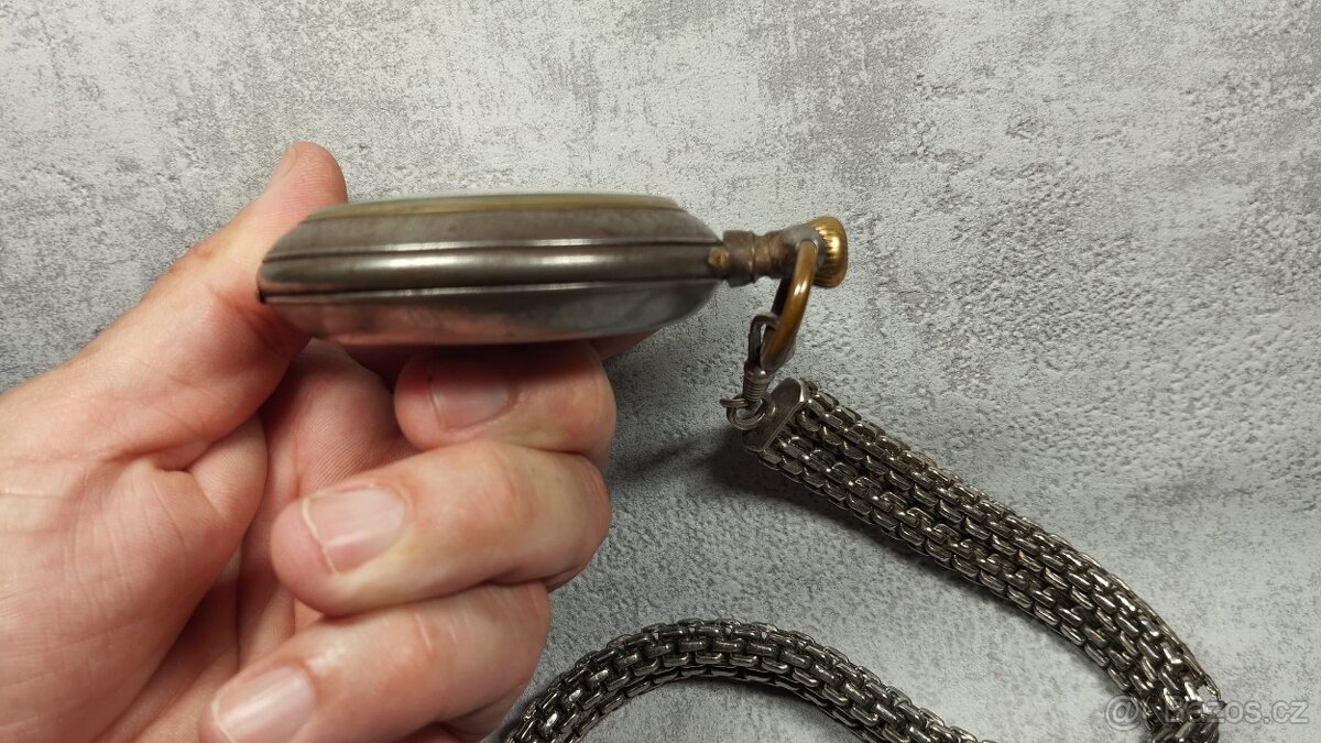 Velké dvouplášťové kapesní hodinky Régulatéur s retezem - 11