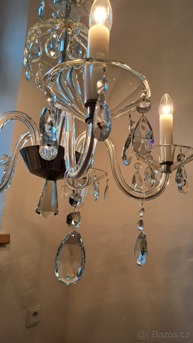 Starožitný skleněný lustr 1920-30 , osvětlení. - 11