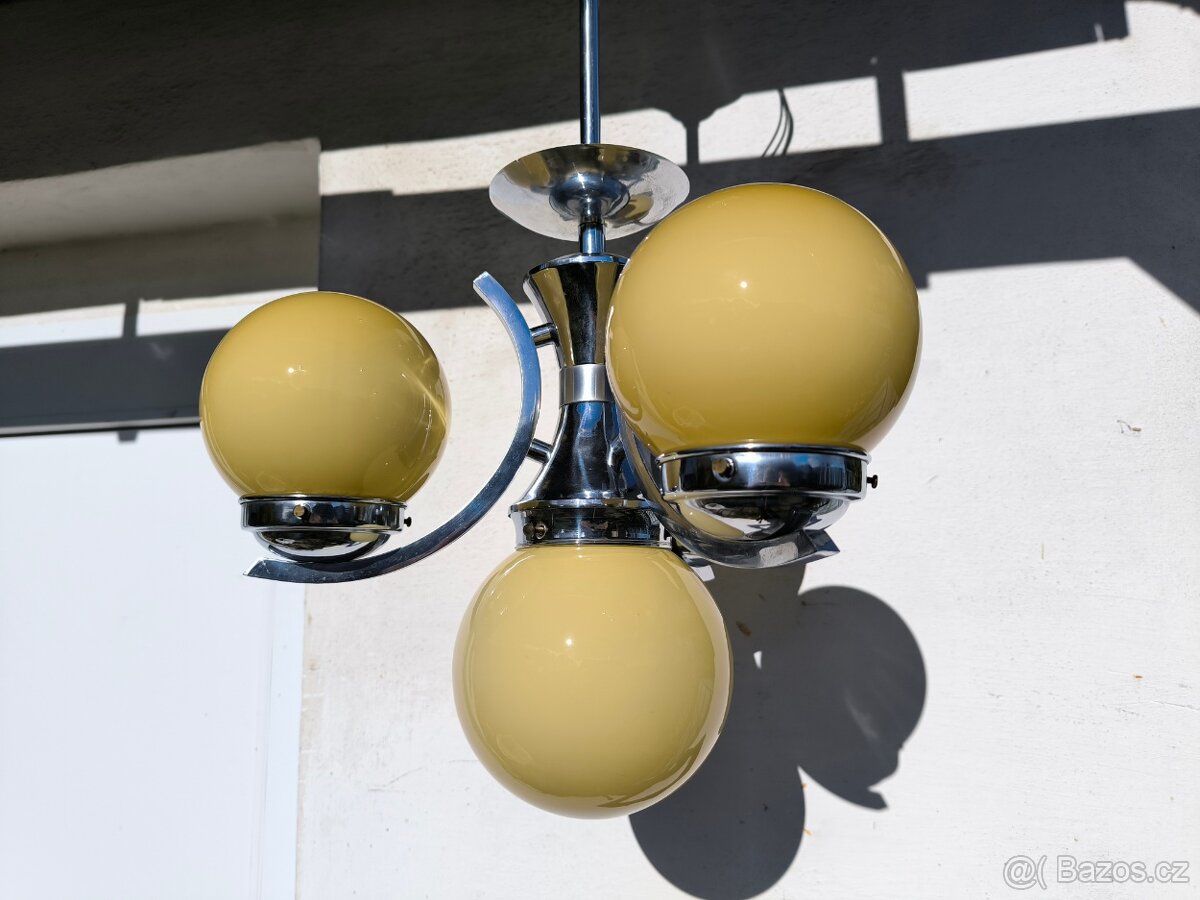 Starožitný Art Deco chromový lustr - 20-30. léta - 11