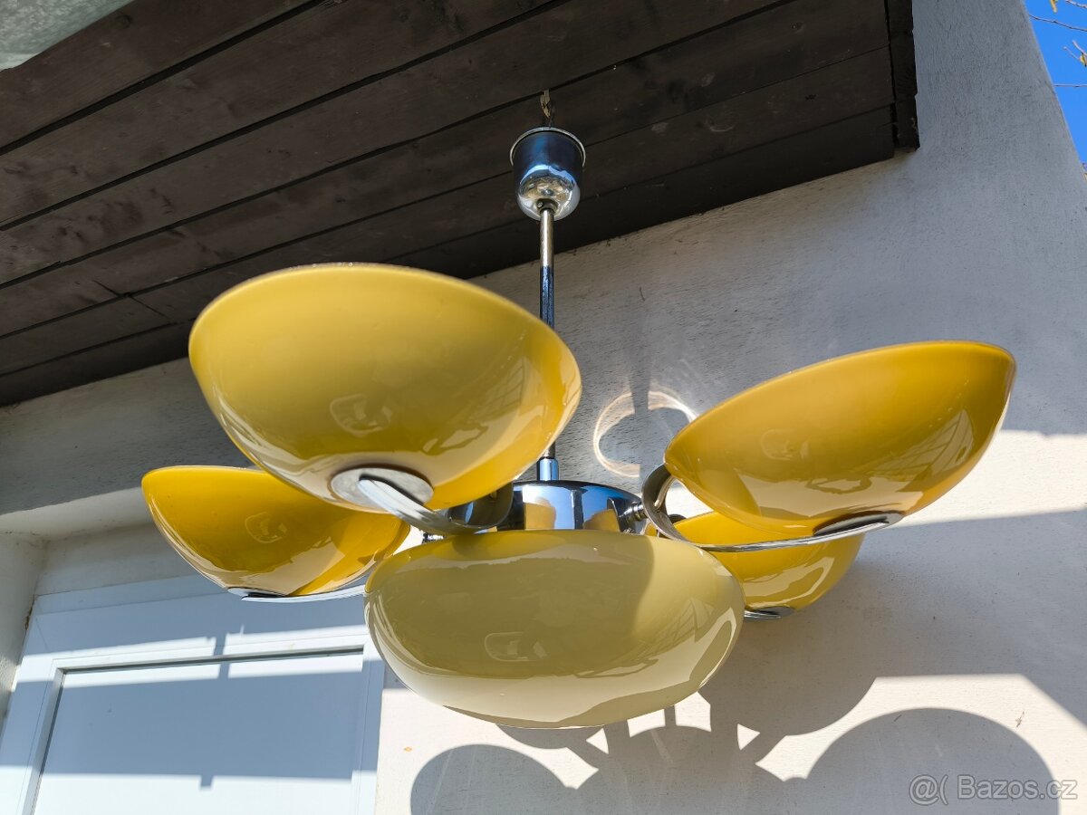 Funkcionalistický Art Deco chromový lustr - 11