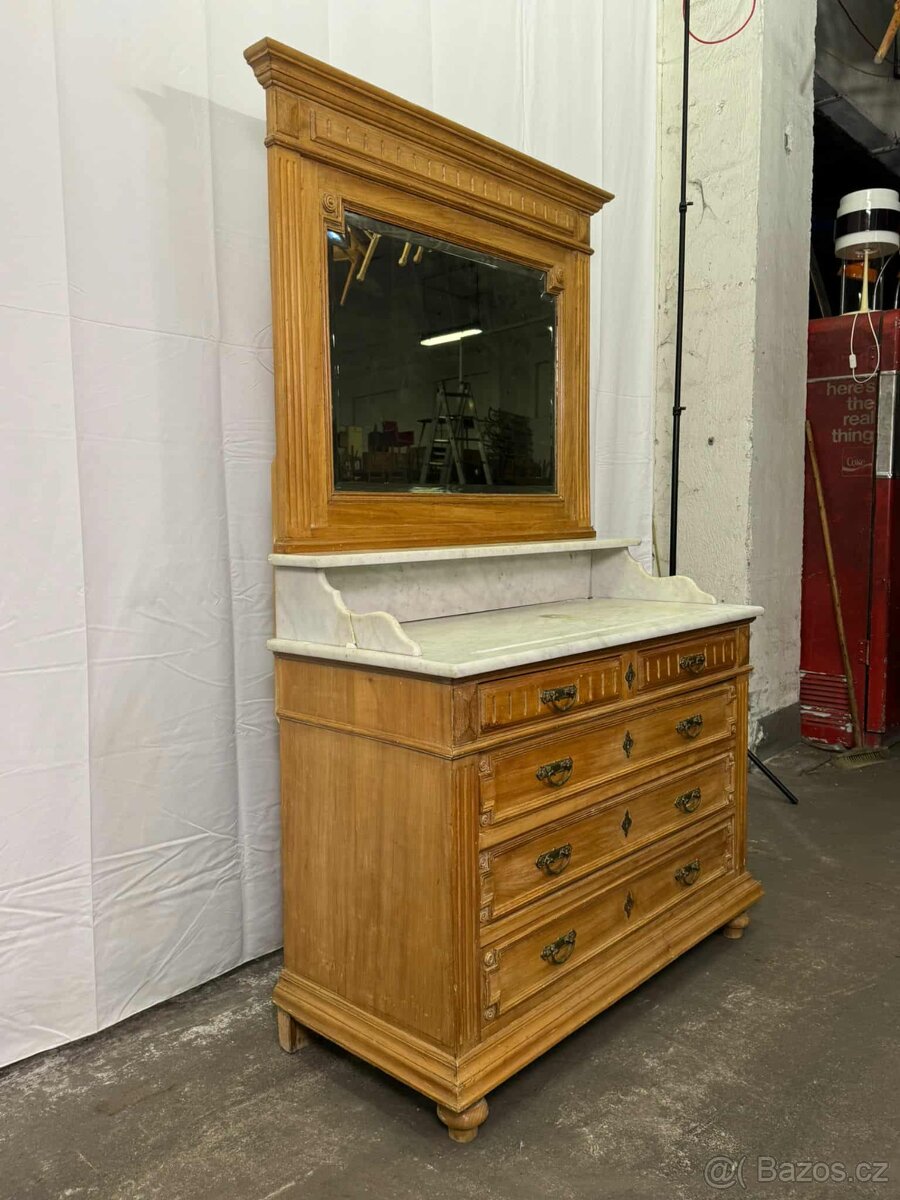 Historická komoda s mramorem a zrcadlem (134013) - 11