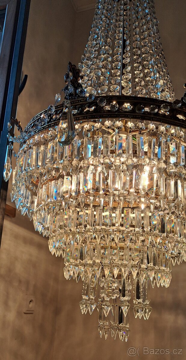 Starožitný velký řišťálová lustr 1920 - 30 - 11