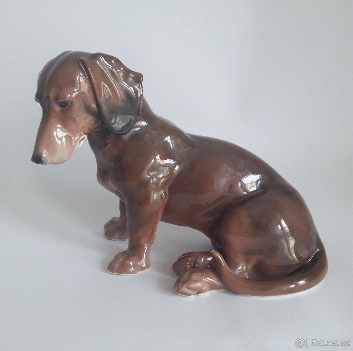 Starožitná porcelánová figura jezevčíka - Karl Ens - Německo - 11