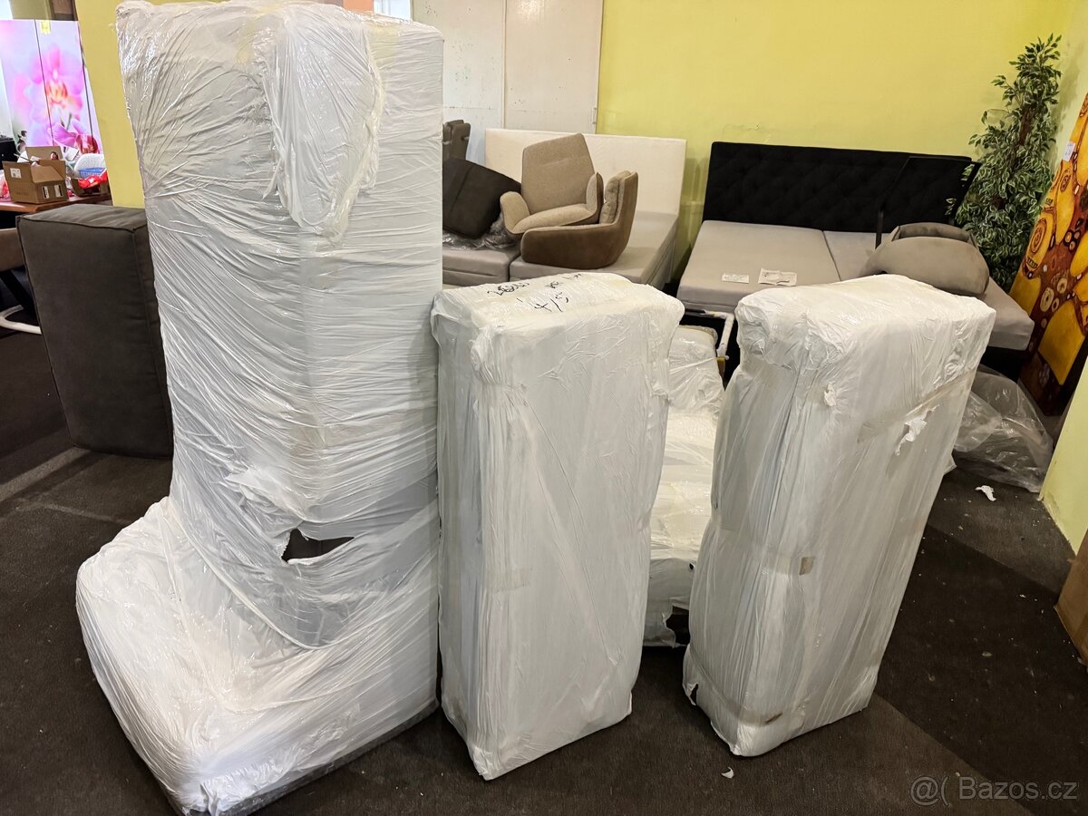 NOVÁ hnědá Sedací souprava Sirpio 270cm s taburetem Tkanina - 11