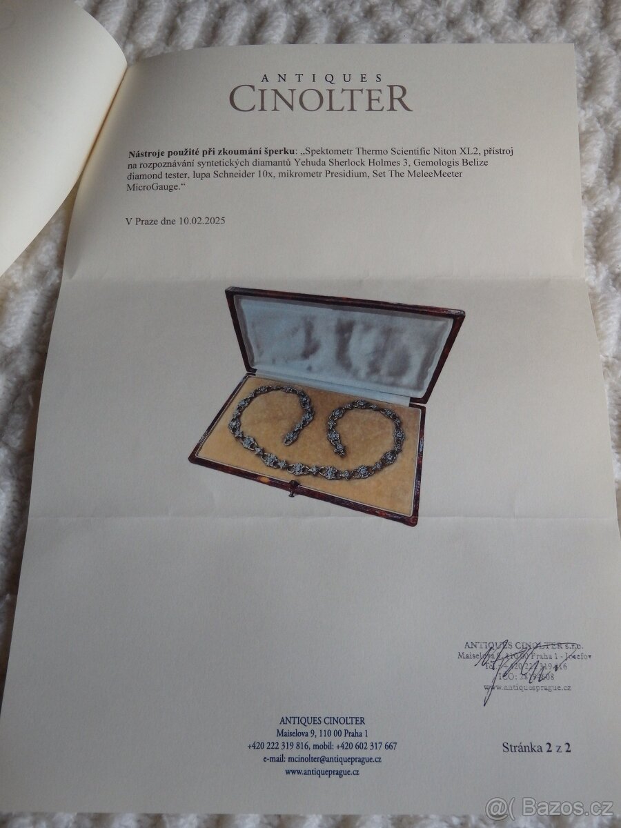 Zlatý diamantový starožitný náhrdelník. - 11