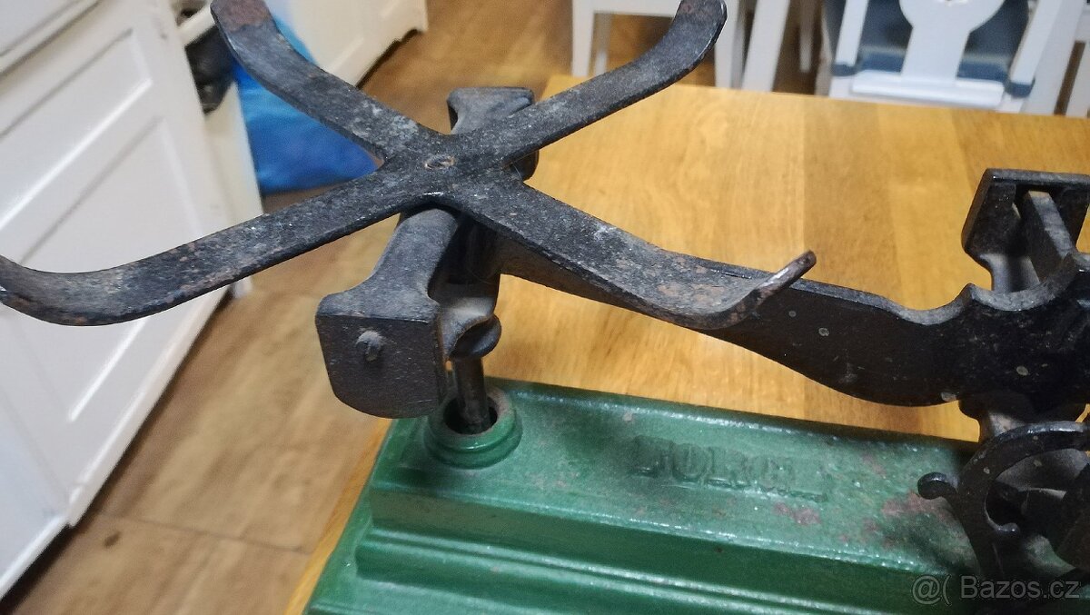 STAROŽITNÉ SECESNÍ KUCHYŇSKÉ VÁHY ROBERVAL FRANCIE - 11