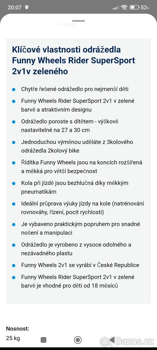 Odrážedlo FUNNY WHEELS Rider SuperSport zelené 2v1 - 11