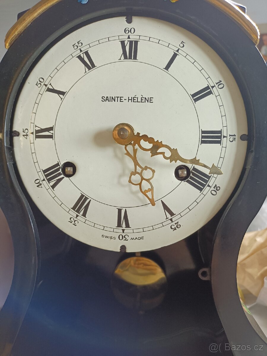 Hodiny Boulle,Saint Helene, starožitný krbové stolní hodiny - 11