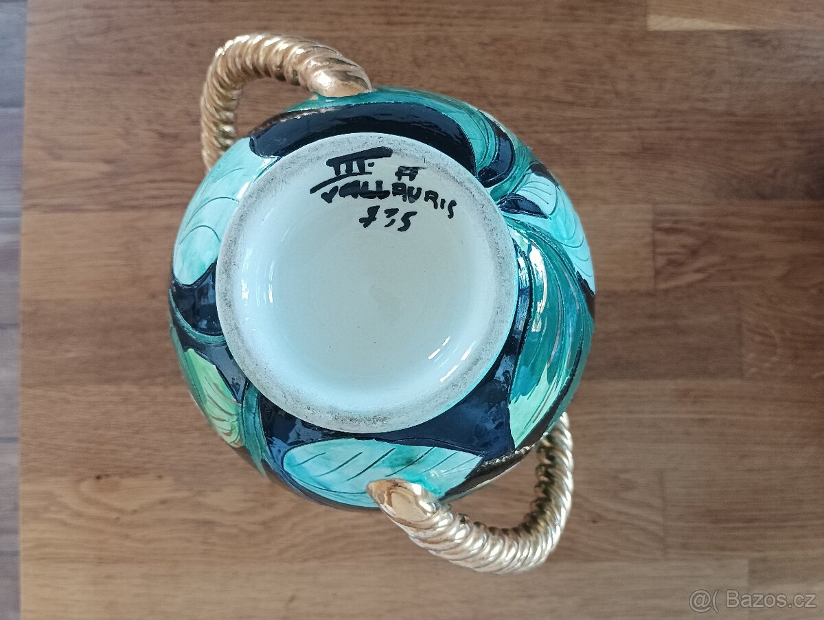 FAJÁNS VÁZA S MÍSOU HÉLÉNE UGO VALLAURIS PROVENCE FRANCE - 11