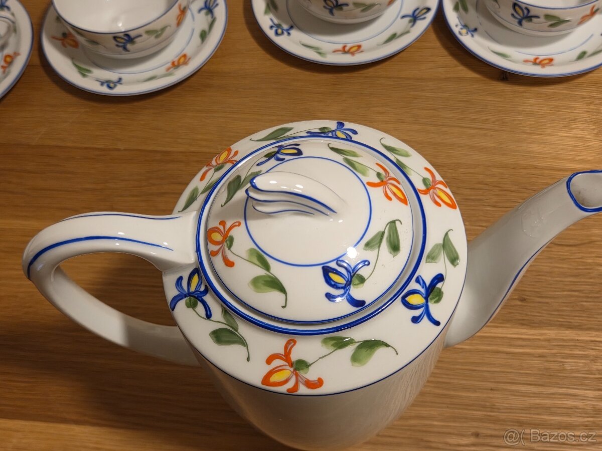 Starý ručně malovaný kávový servis - kompletní - 11