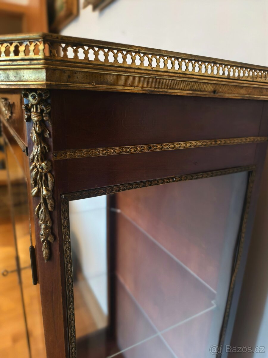 Mahagonový empírový skleník vitrína kabinet - 11