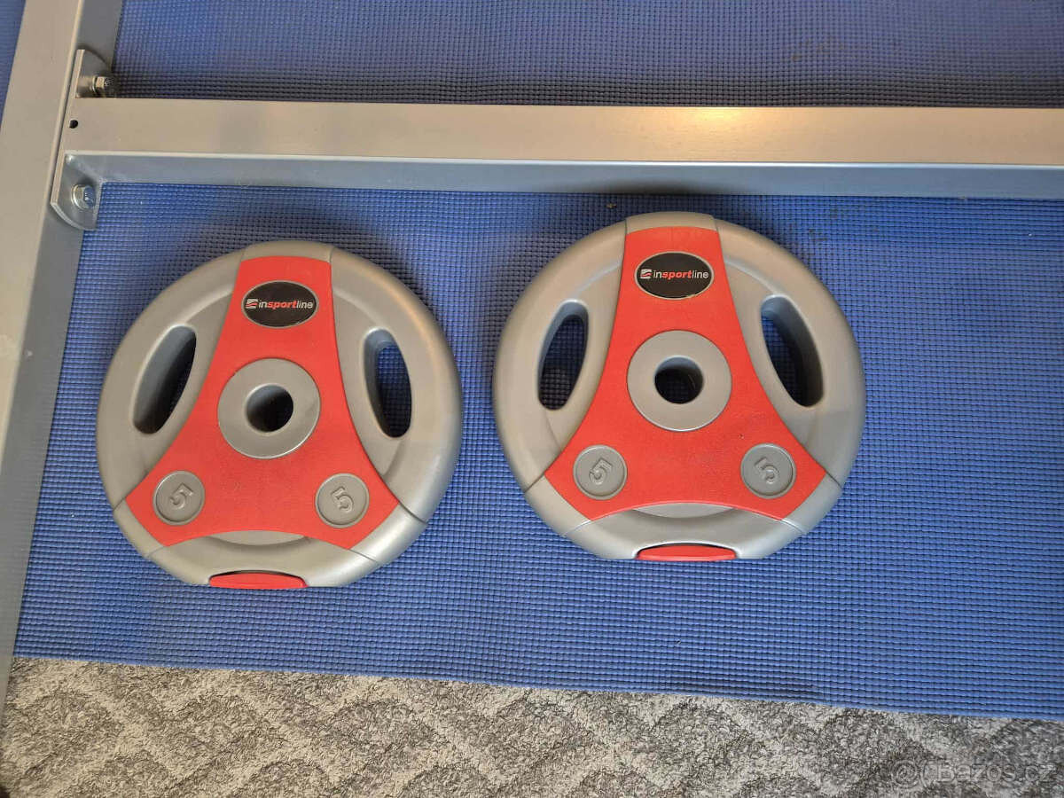 Posilovací bench lavice s dvouruční činkou a zavážíma - 11