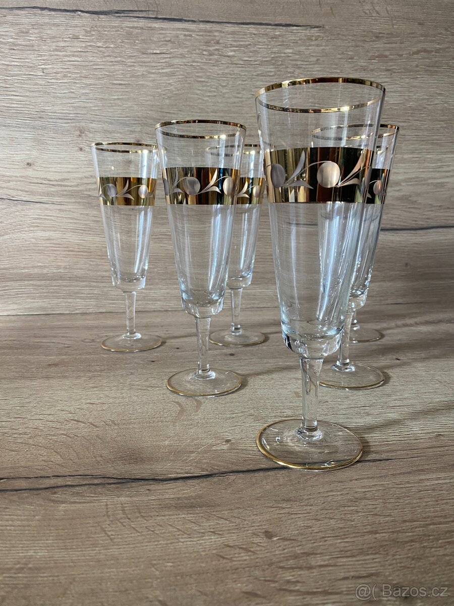sklenice na sekt flétny na šampaňské retro sklo - 11