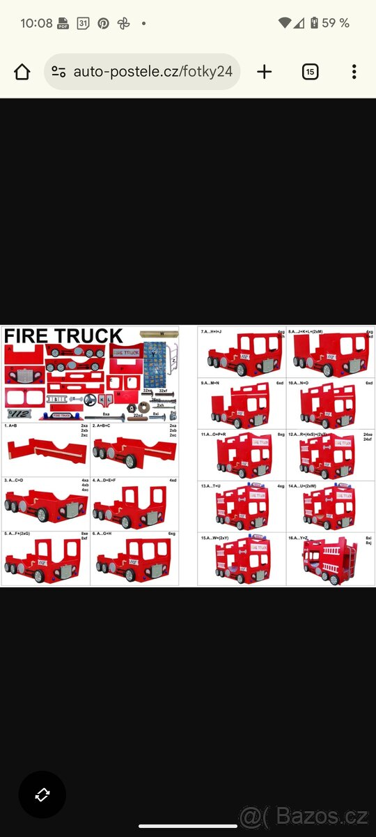 Dětská patrová postel hasiči. - 11