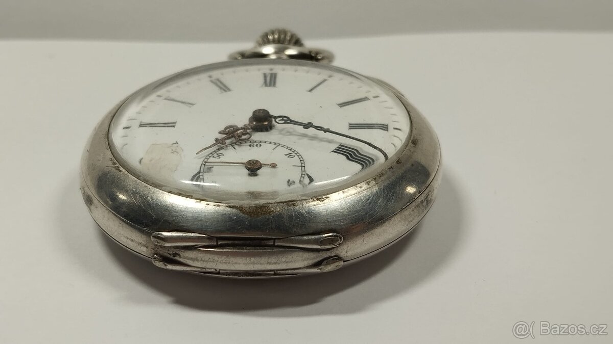 Staré stříbrné kapesní hodinky, stříbro, ag, zasiláme ihned - 11