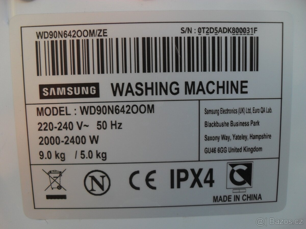 PRAČKA SE SUŠIČKOU SAMSUNG 9+5KG,APKA,DVÍŘKA ADDWASH, tř.A - 11