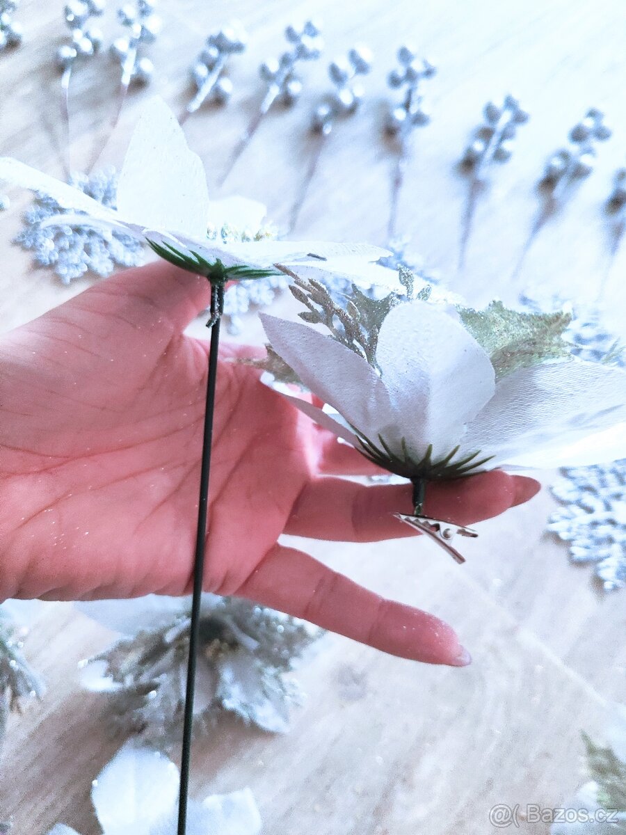 Vánoční ozdoby, květ, vločka,m. Různé barvy - 11
