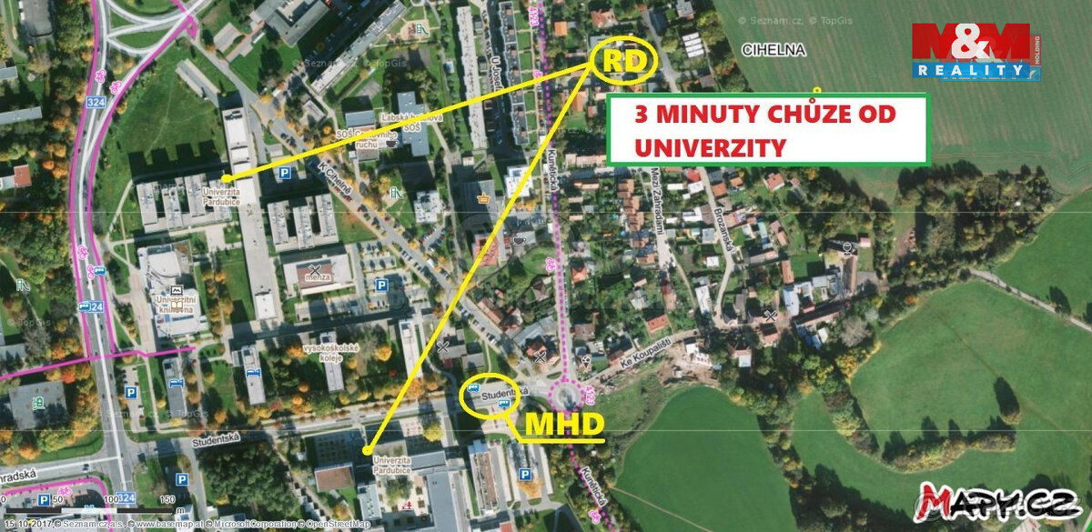 Pronájem bytu 1+kk, 51 m², Pardubice, ul. Brozanská - 11