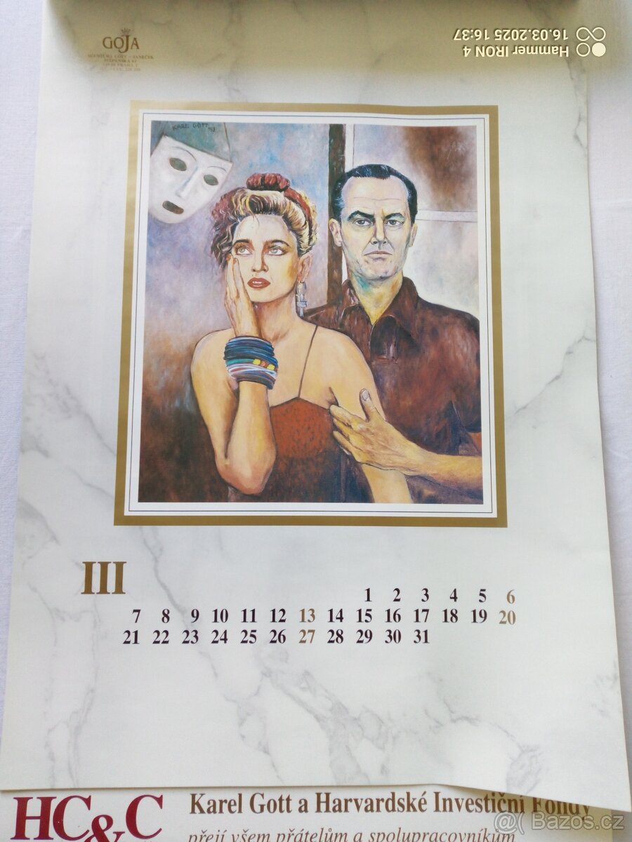 Karel Gott obrazy -kalendář z roku 1994 - 11