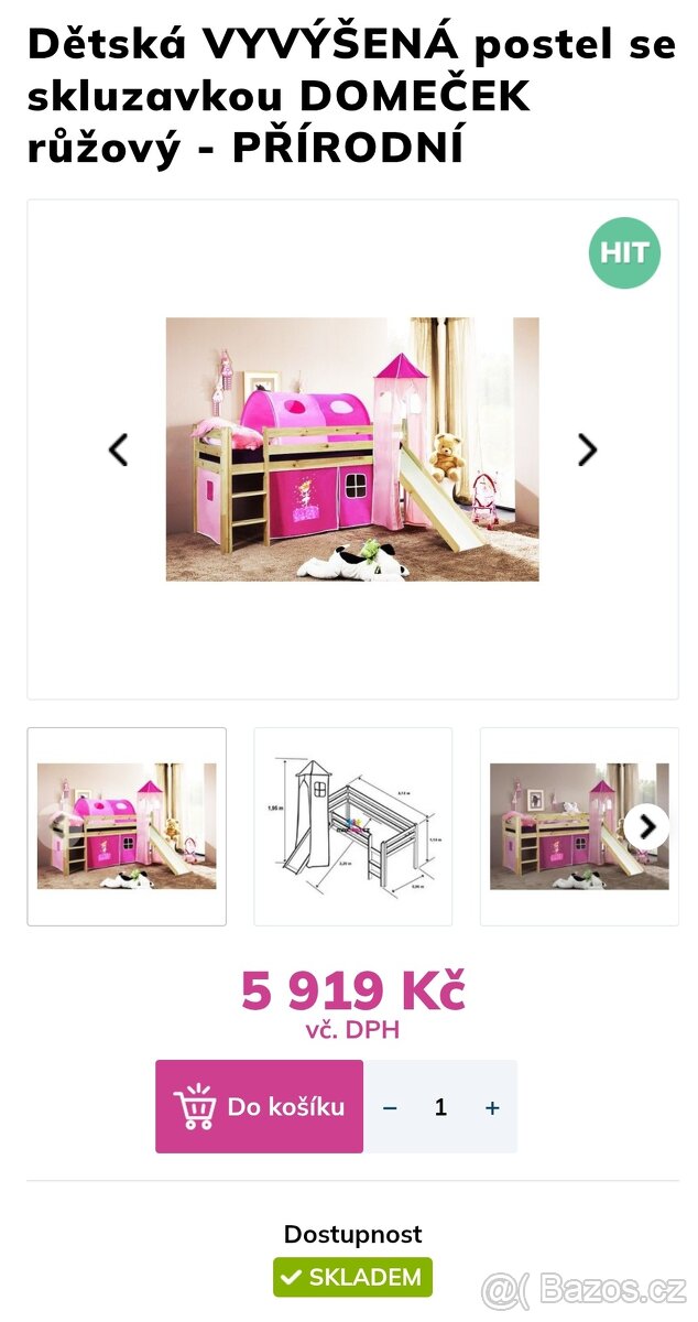 Vyvýšená postel s klouzačkou a domečkem - 11