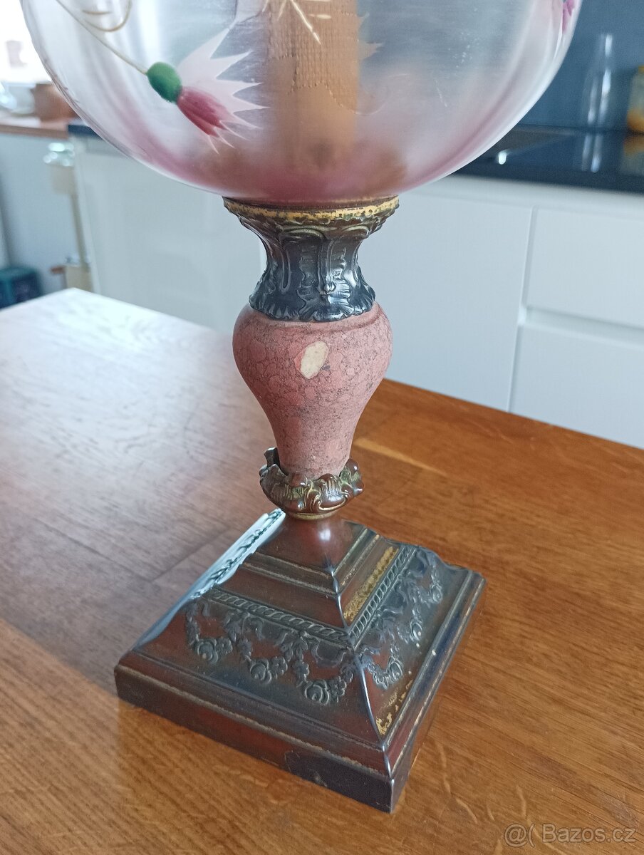 ART DECO STAROŽITNÁ MALOVANÁ PETROLEJKA ERICH & GRAETZ - 11