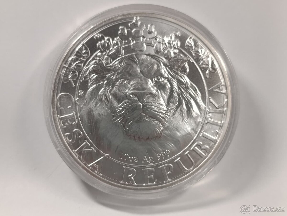 Stříbrná 10 oz investiční mince Český lev 2022 stand, 311gr. - 11