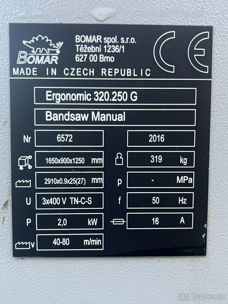 Pásová pila Bomar Ergonomic 320.250G - 11