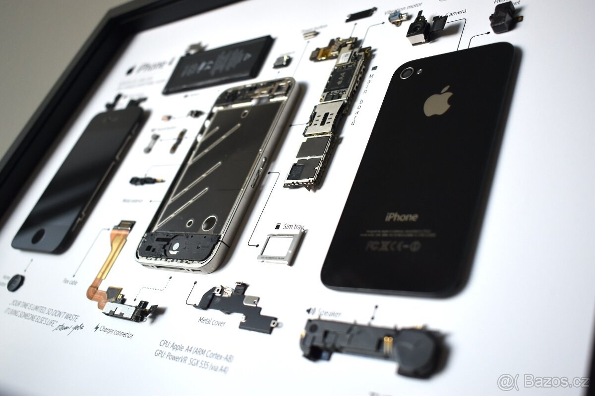 Nástěnný obraz iPhone 4 ze součástek mobilního telefonu - 11