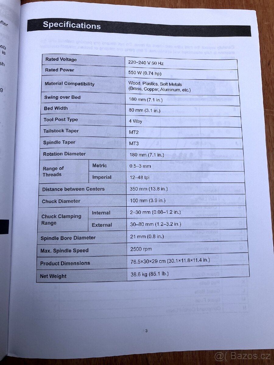 Soustruh na kov 550W, 230V, 350mm - 11