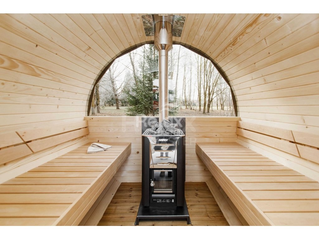 Finská sudová sauna 3 m s terasou - 11