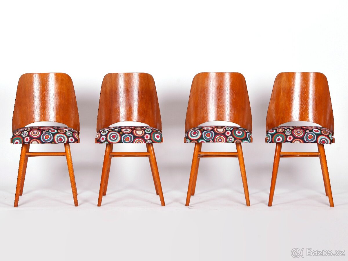 4x krásné jídelní židle TON s novým čalouněním. - 11
