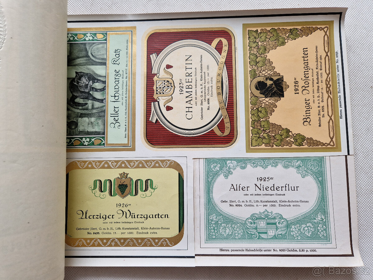 Starý reklamní vzorník etikety víno likér 1930 litografie - 11