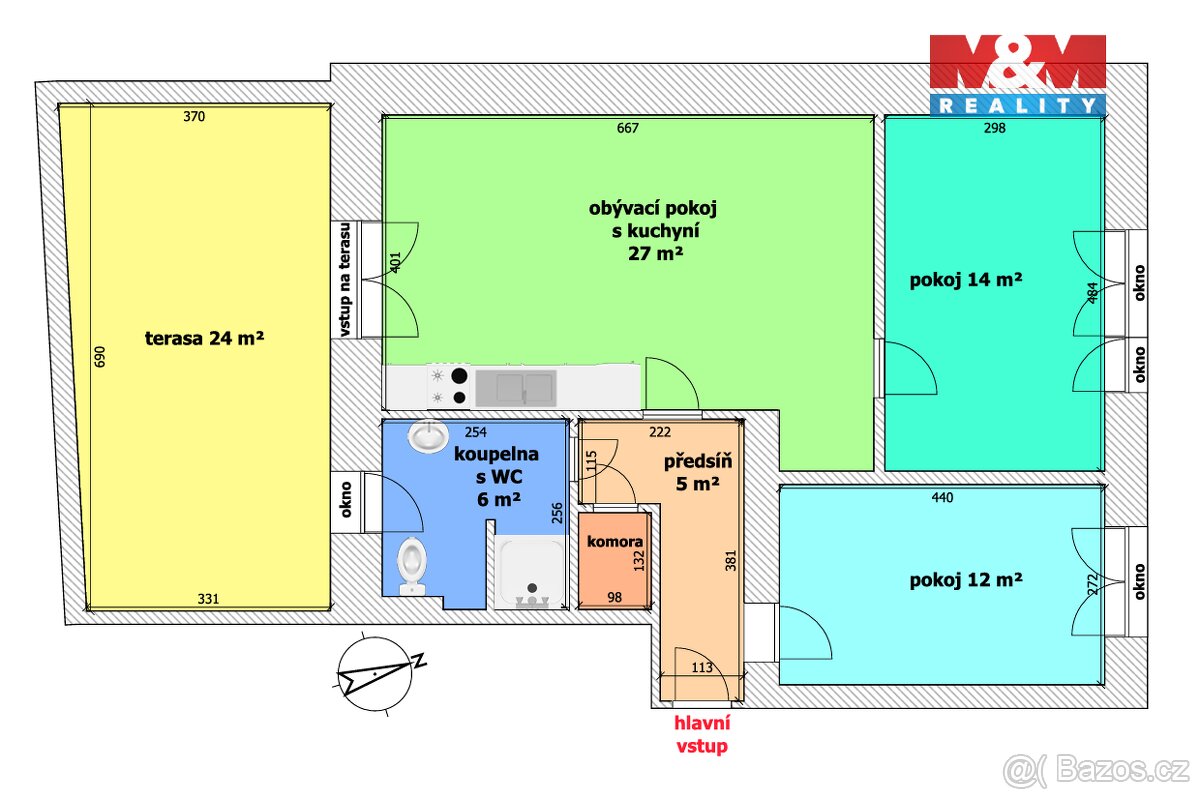 Pronájem bytu 3+kk, 65 m², Ostrava, ul. Mečnikovova - 11