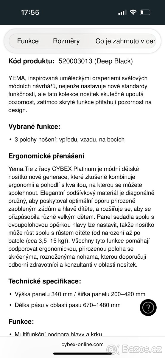 Nosítko Cybex YEMA TIE, Deep Black - 11