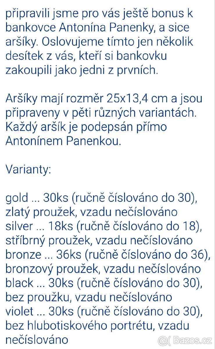 5ks Antonín Panenka 75 - bankovní arch - 11