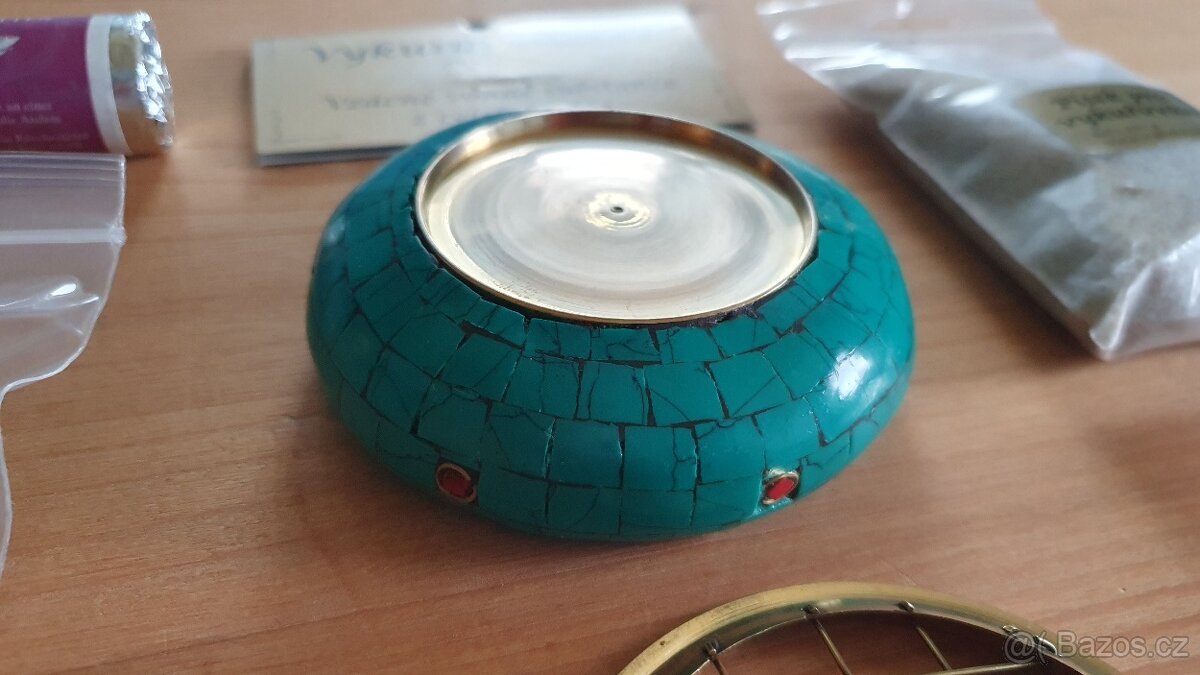 Mosazná miska s Tyrkysem, Korálem a Lapis Lazuli plus zdarma - 11