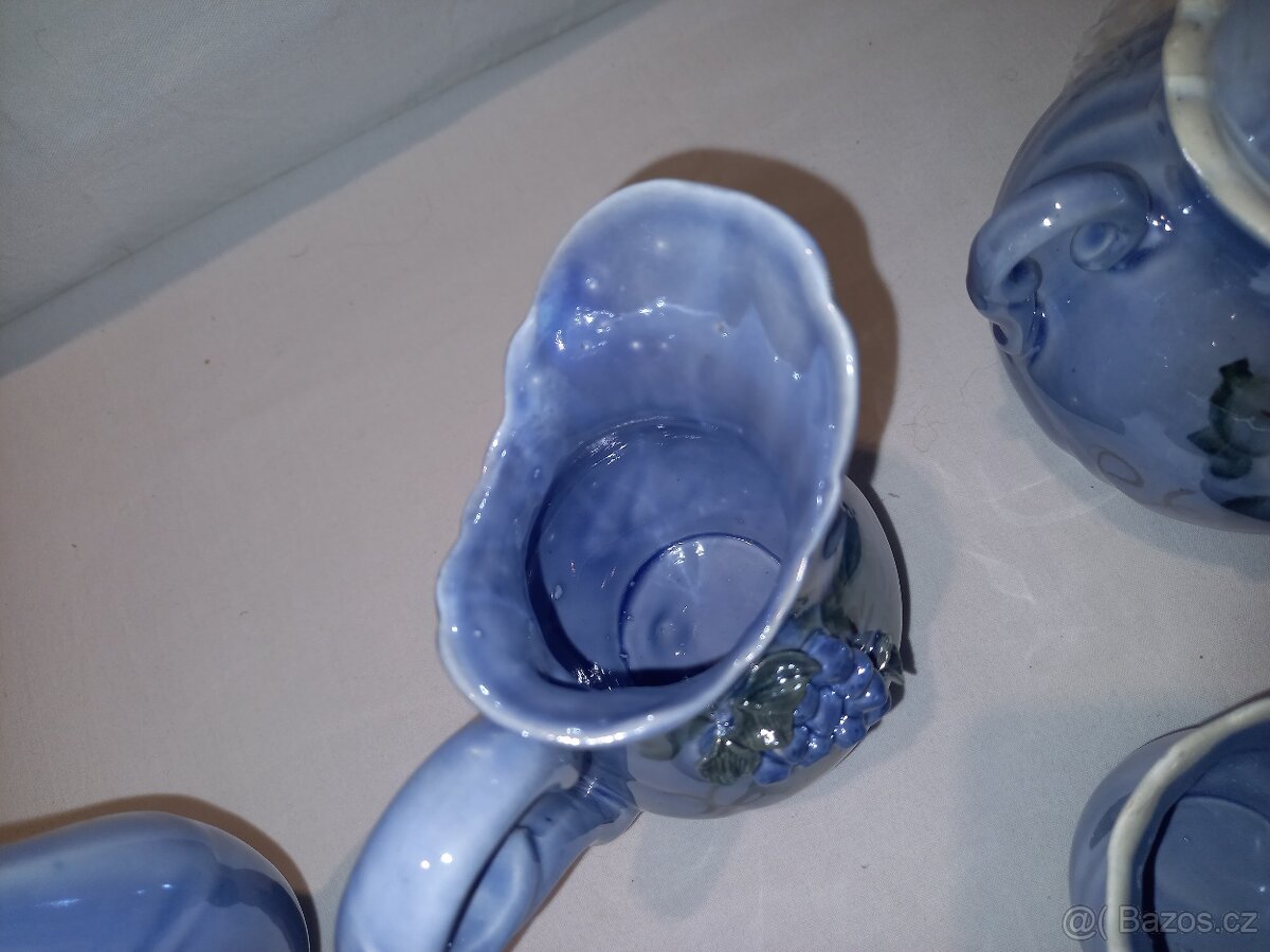 Glazurovaná keramika - kávový servis (9 ks). - 11