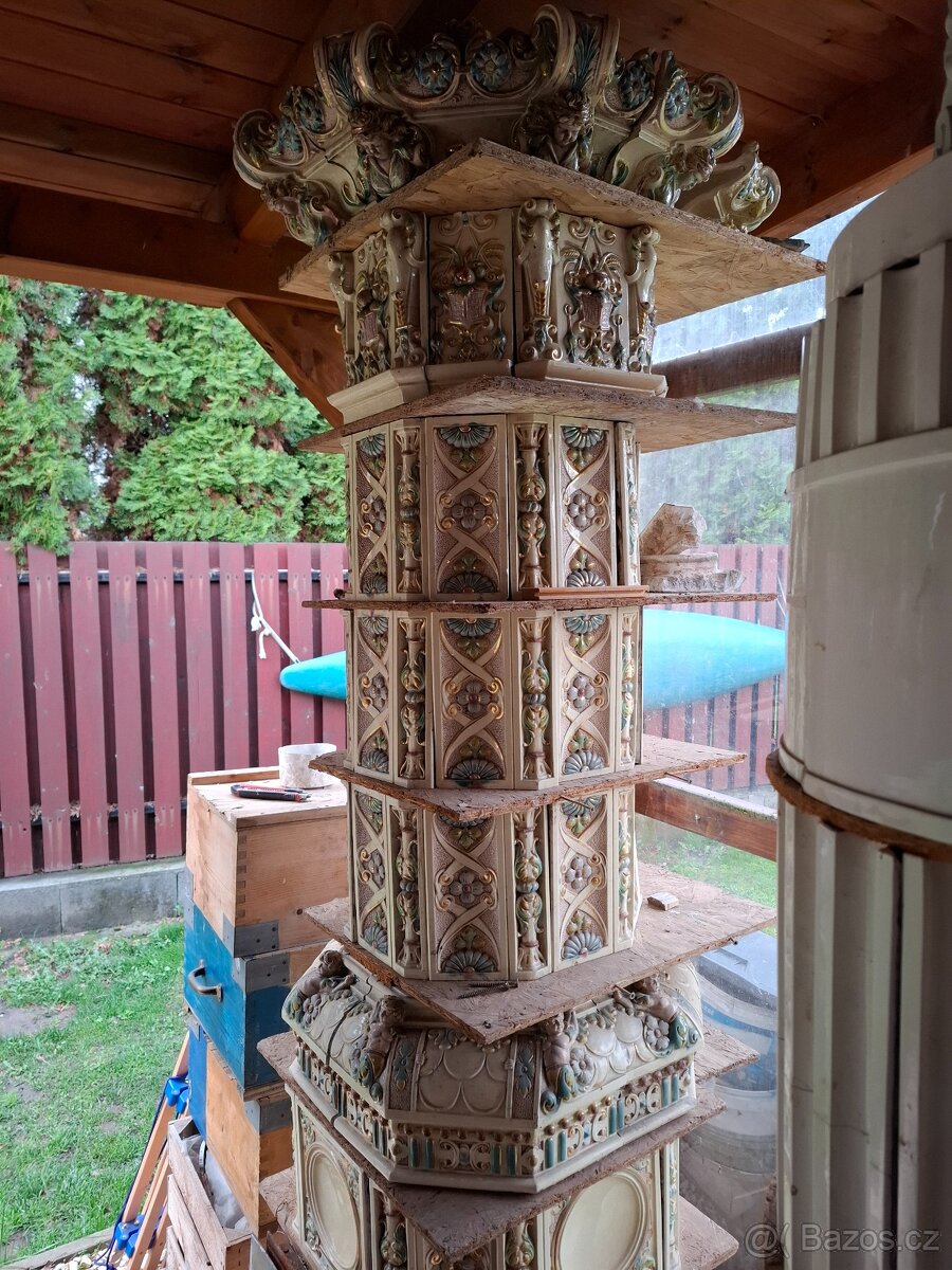 Kachlová kamna, starozitná - 11
