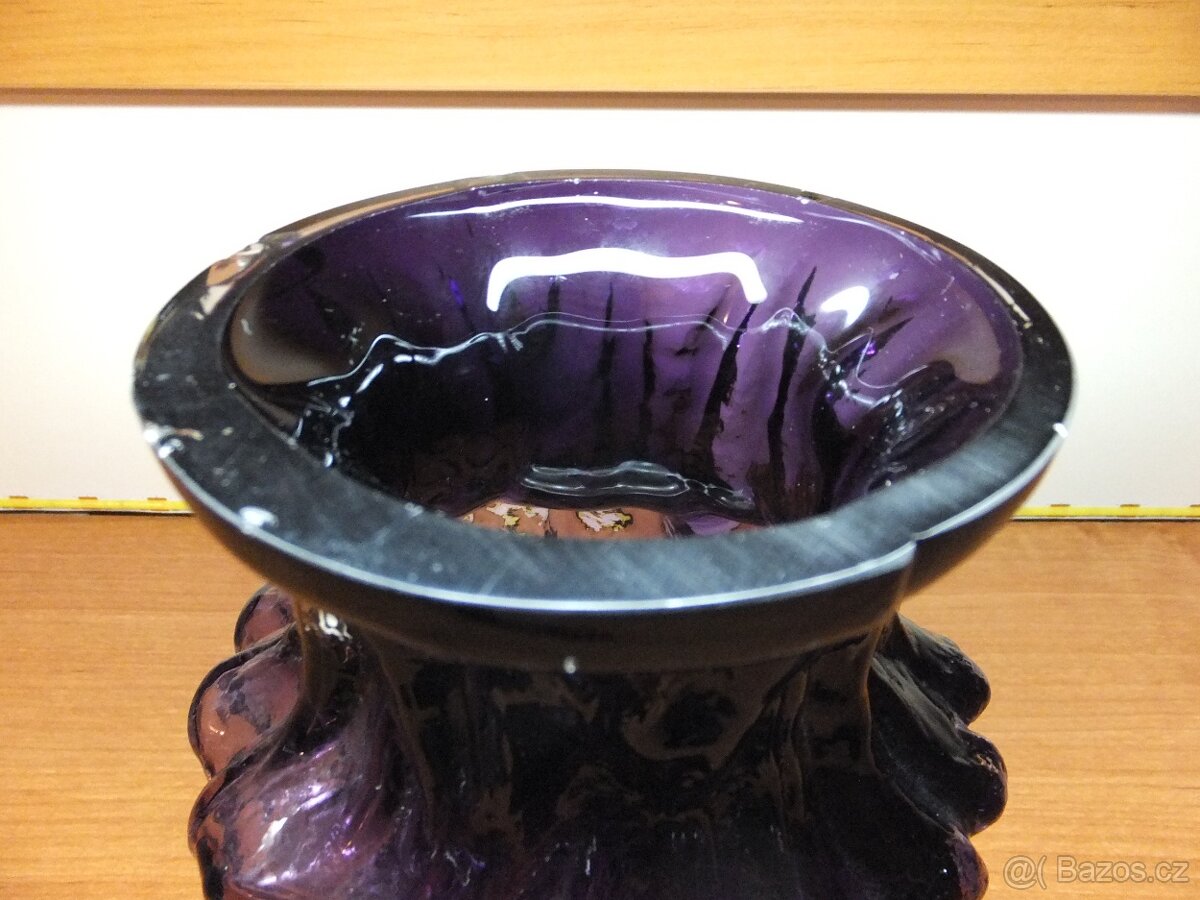 Kurt Wokan, masivní váza ametyst, INGRID 1960-70, Rakousko. - 11