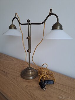 Mosazná stolní lampa dvojramenná - 11