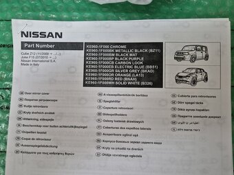 kryty vnějších zrcátek černá metalíza Nissan Cube (Z12) , Ju - 11