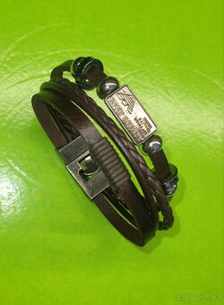 Giorgio Armani Jeans hnědý pánský kožený náramek značkový - 11