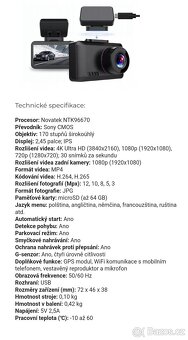 Prodej Kamera do auta, WiFi + GPS, 4K - 11