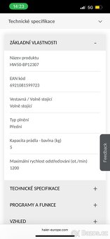 Malá tichá úsporná pračka Haier HW50-BP12307 - 11
