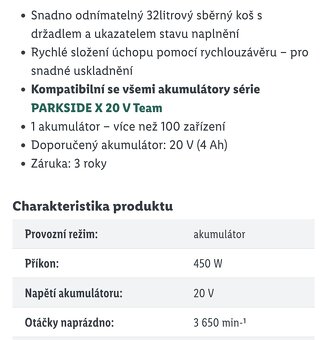 Aku sekačka PRMA V20 Parkside s baterií ah4 a rychlo nabíječ - 11
