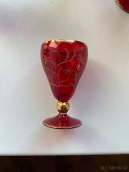 Vintage sada rubínových skleniček - 18 ks - 11